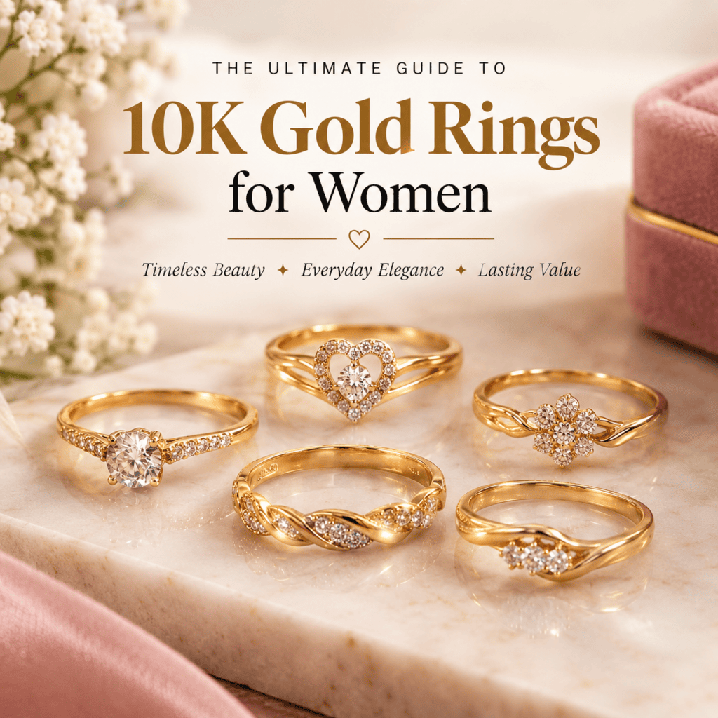 10K gold rings for women featuring heart-shaped,